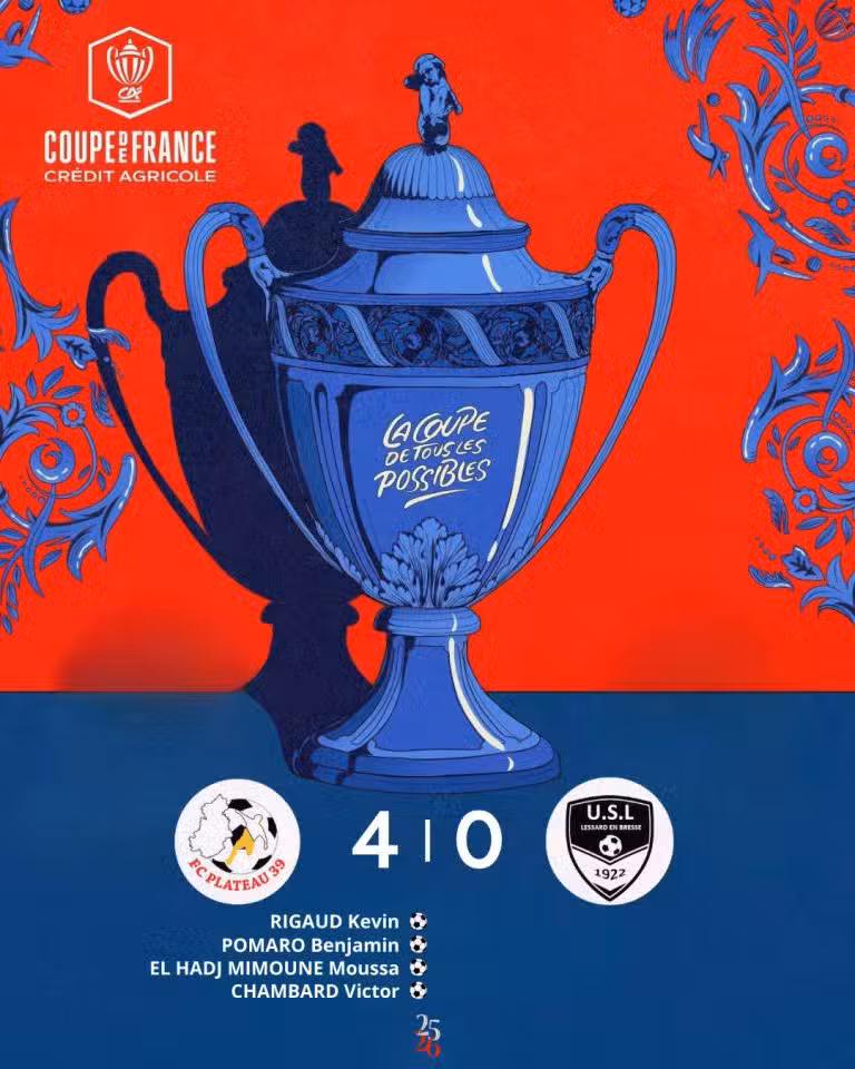 🏆⚽ Le FC Plateau 39 (D3) fait tomber une belle équipe de D1 !