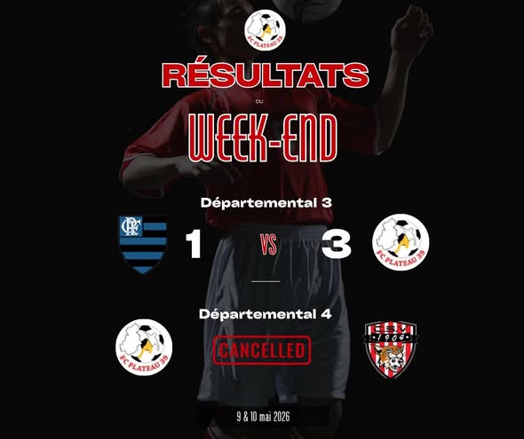 FC Plateau 39 : résultats du week-end du 8 au 10 mai 2026
