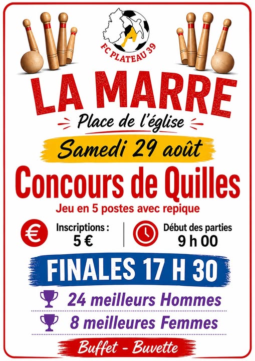 Concours de quilles du FC Plateau 39 à La Marre le 29 août