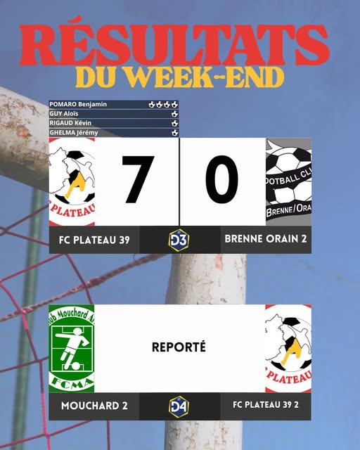 Joueurs du FC Plateau 39 en action lors du match à domicile de l'équipe première
