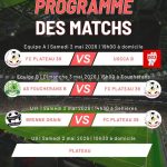 Programme des matchs du FC Plateau 39 pour le week-end du 2 et 3 mai 2026