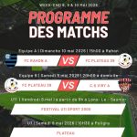 Ballon de football et maillot rouge et jaune du FC Plateau 39 avant un week-end de matchs