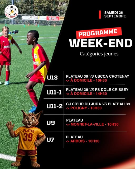 Jeunes joueurs du FC Plateau 39 lors d'un match de championnat